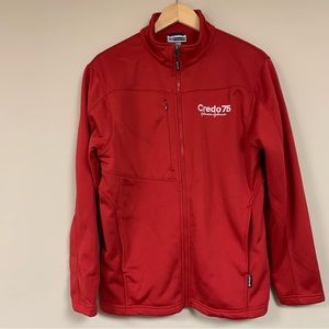 Red Full Zippered Jacket Men’s Small Fleece Lined Lightweight Coat Fall Outdoors